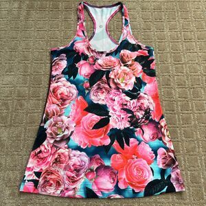 Lululemon Athletica Women’s 6 Secret Garden Rose Floral Racerback Tank Workout